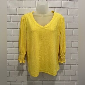COUNTERPARTS women short sleeve yellow blouse/size S